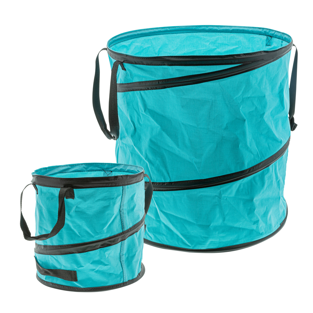2er Set Garten-Laubsack Pop-up 15 & 85 Liter, t&uuml;rkis selbststehend
