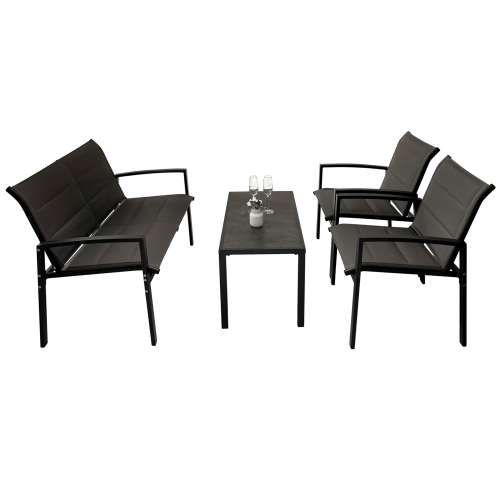 Lounge-Set 4-teilig schwarz-grau image number 1