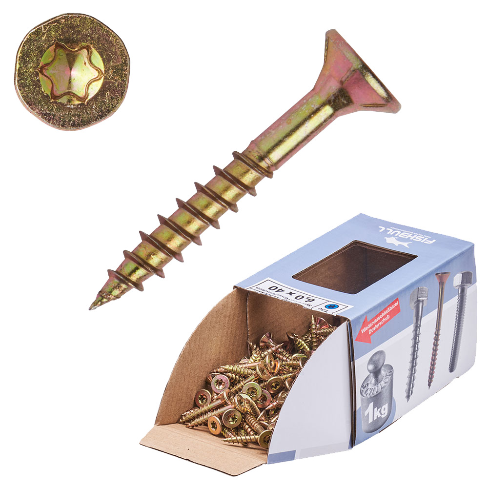 Spanplattenschraube 6,0 x 40 Senkkopf Teilgewinde IVZ 1 kg