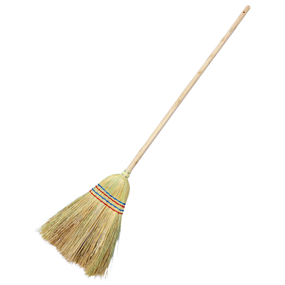 Reisstrohbesen 4-Naht mit Holzstiel 143 cm