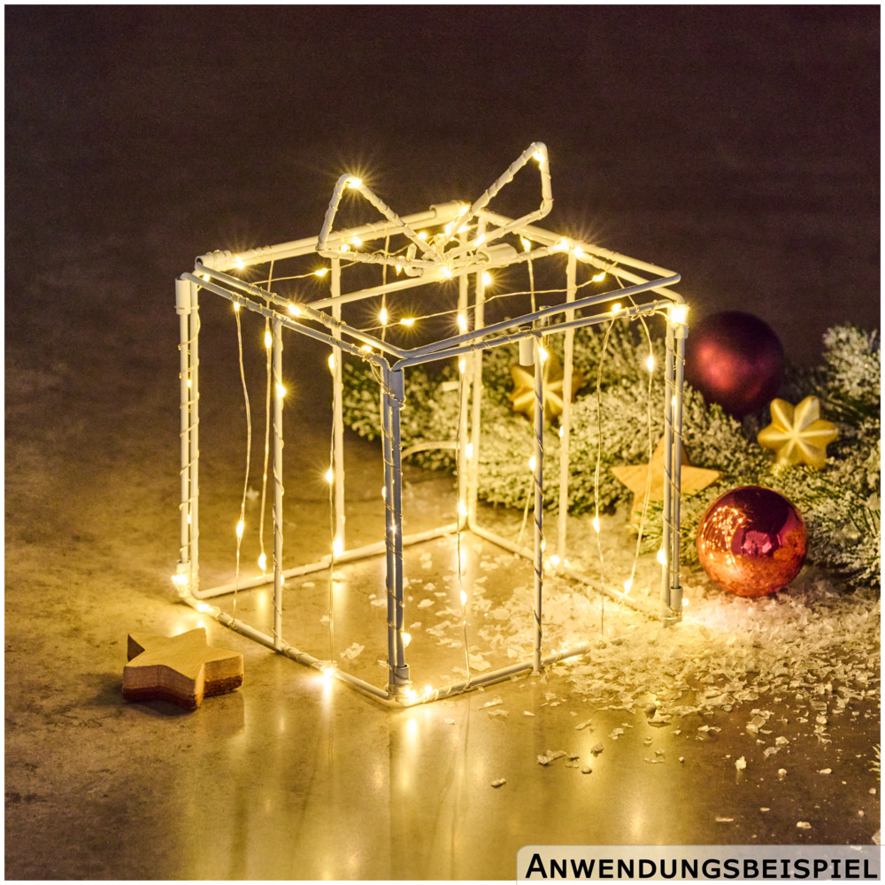 LED-Geschenkbox wei&szlig; faltbar 57 LEDs 15 cm image number 2