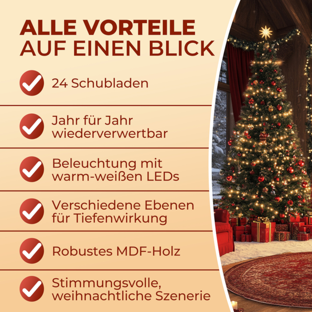 LED-Adventskalender "Winterwald" aus MDF image number 1