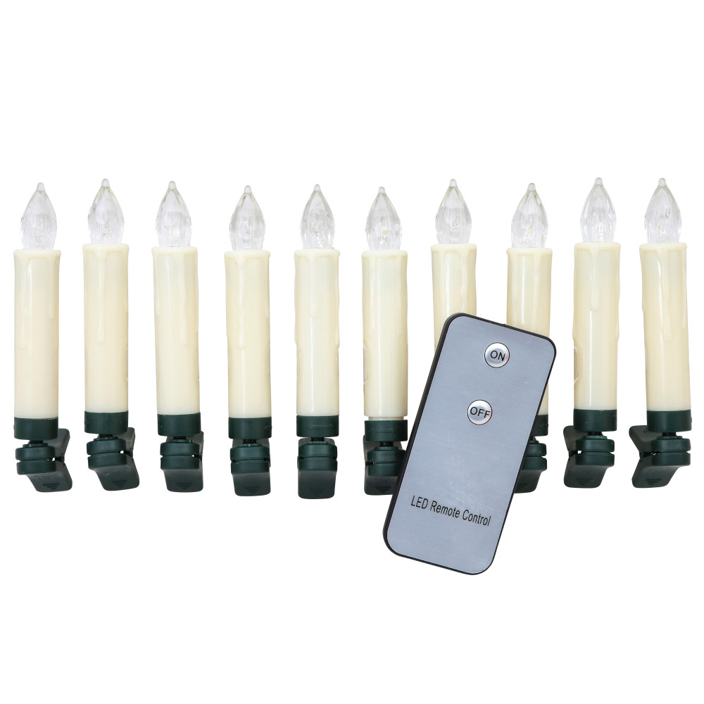 LED-Weihnachtsbaumkerzen kabellos 10 St&uuml;ck mit Fernbedienung