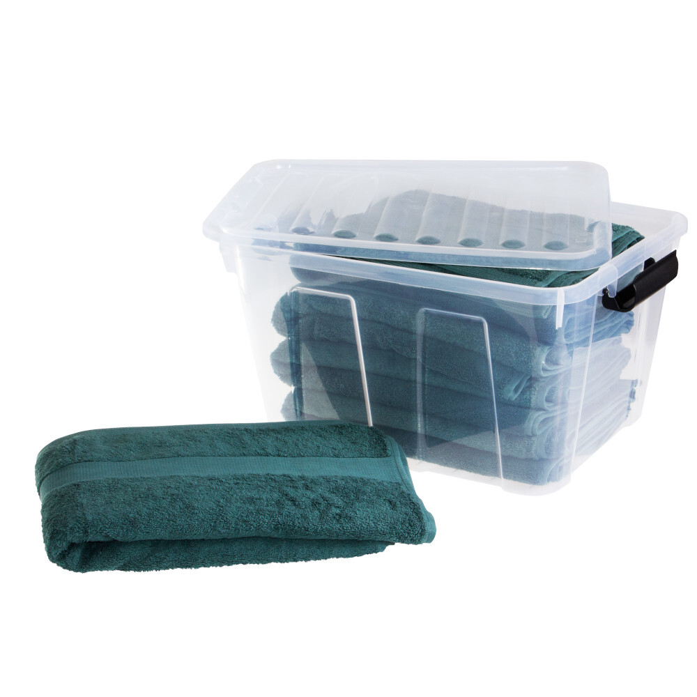 Aufbewahrungsbox 30 Liter mit Deckel, Grau-Transluzent image number 15