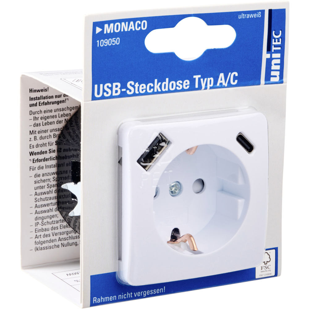 Steckdose Monaco mit USB-A+C-Anschluss image number 2