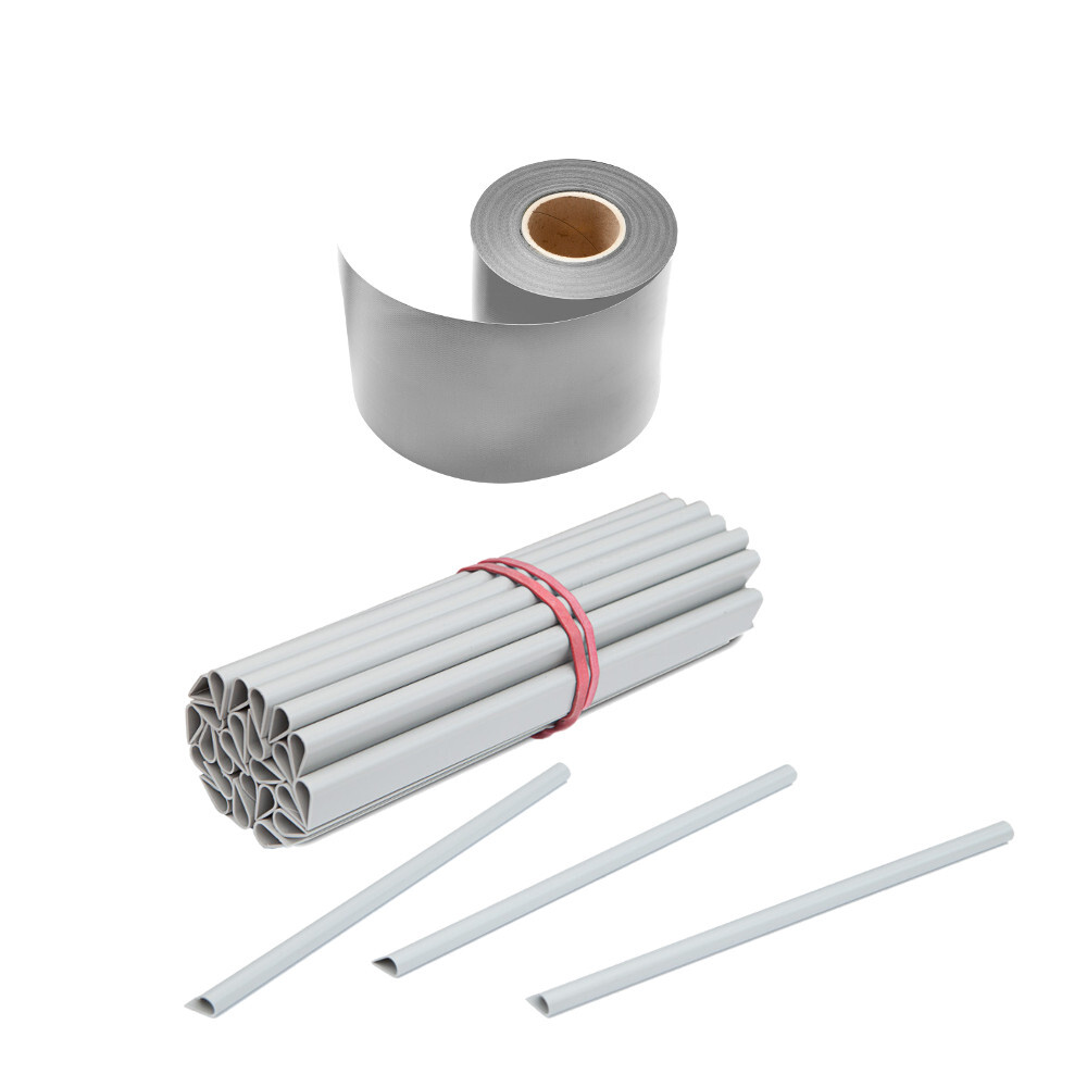 Zaun Sichtschutz und Windschutz A1-Blickdicht 3 Rollen, 19 cm Breit in Wei&szlig;aluminium mit Klemmschienen