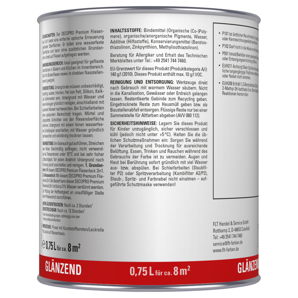 DECOPRO Premium 2in1 Fliesenlack 750 ml in Wei&szlig;, gl&auml;nzend image number 1