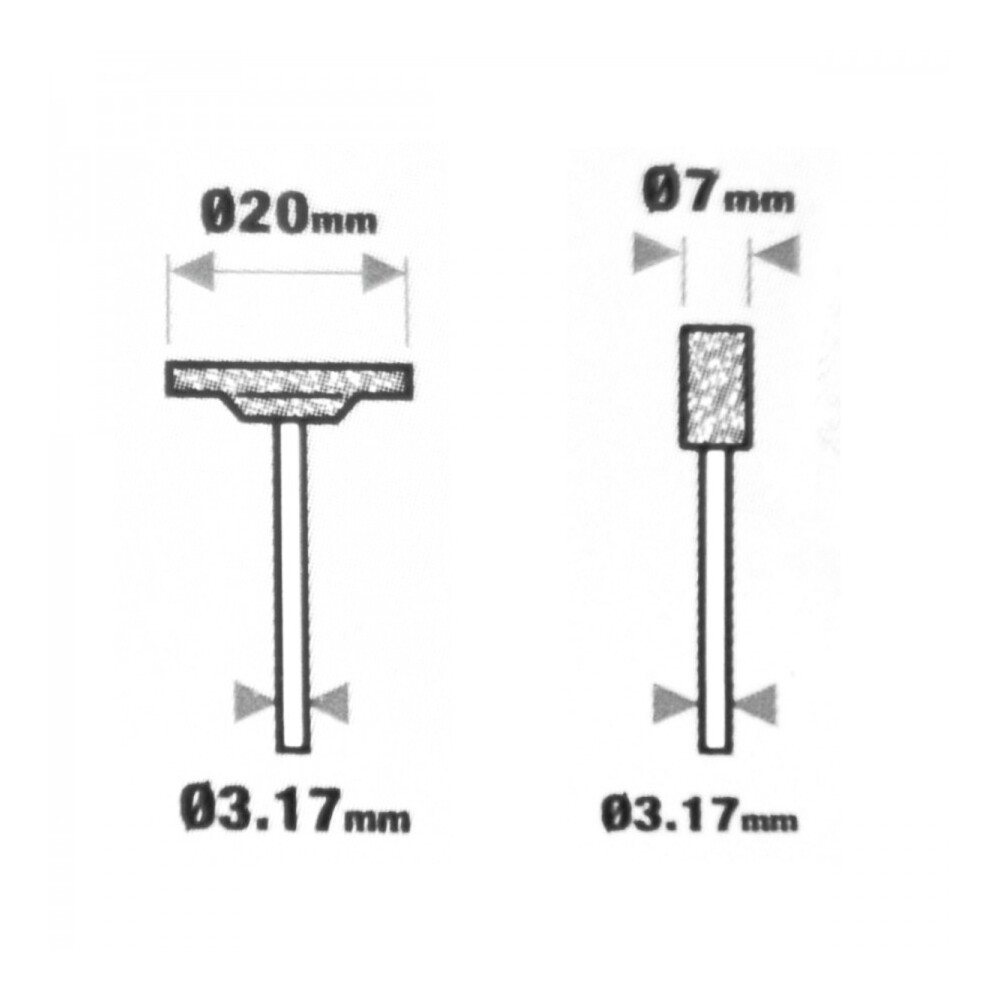 Schleifstein Set 2tlg. &Oslash;3,17mm Aufnahme Silizium Schleifstifte Minischleifer image number 1