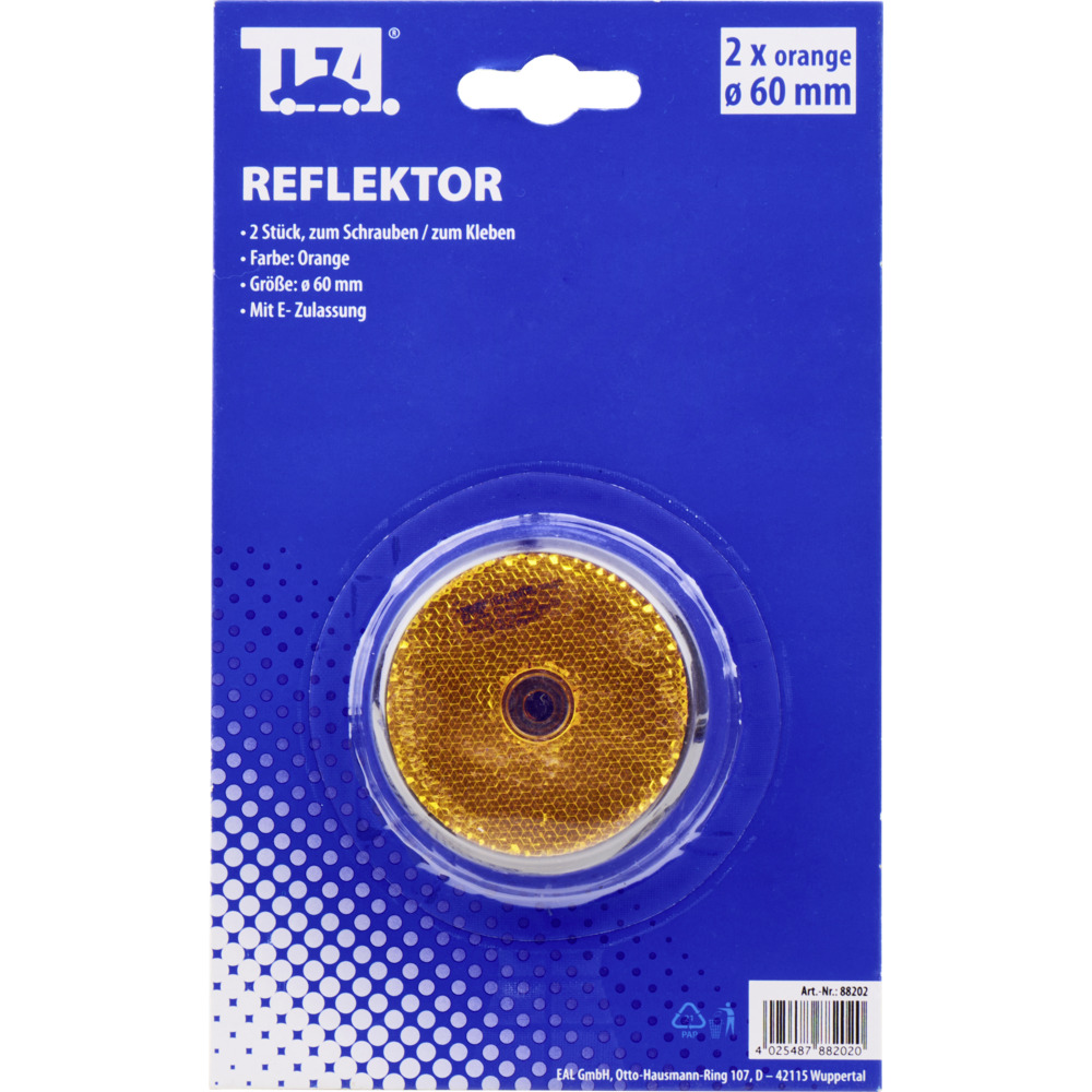 Reflektor 60 mm rund orange image number 1