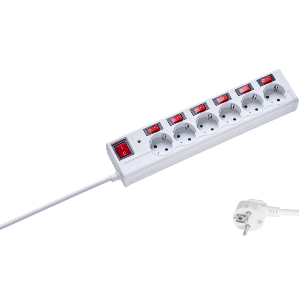 Steckdosenleiste 6-fach wei&szlig;, mit separaten Ein-/Ausschaltern image number 2