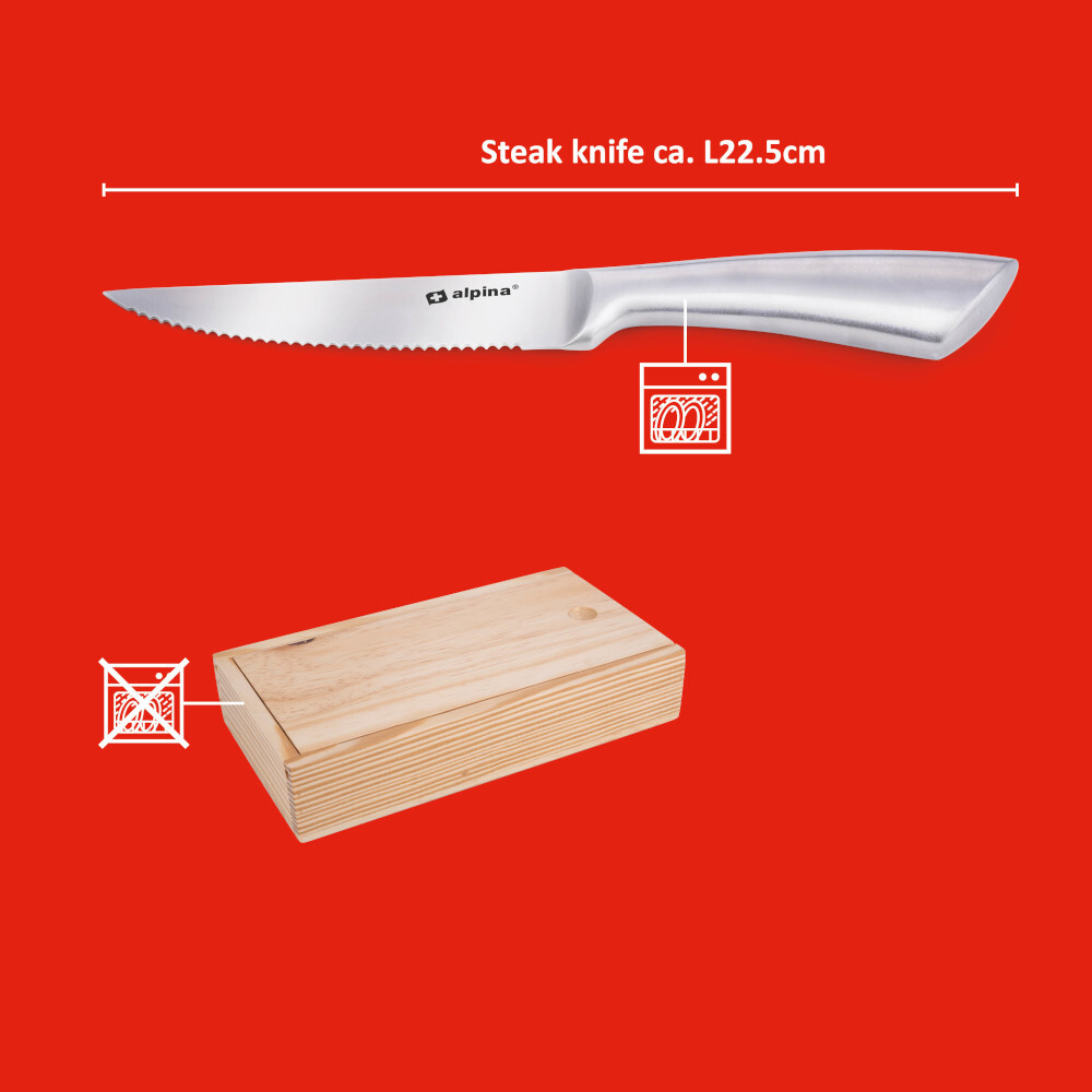 Steakmesser-Set aus Edelstahl 4-teilig in Holzbox image number 6