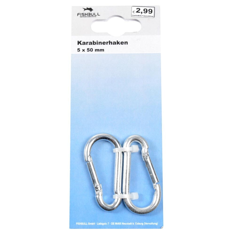 Feuerwehr-Karabiner 5 x 50 mm verzinkt 2 St&uuml;ck Belastbarkeit 120 kg image number 1