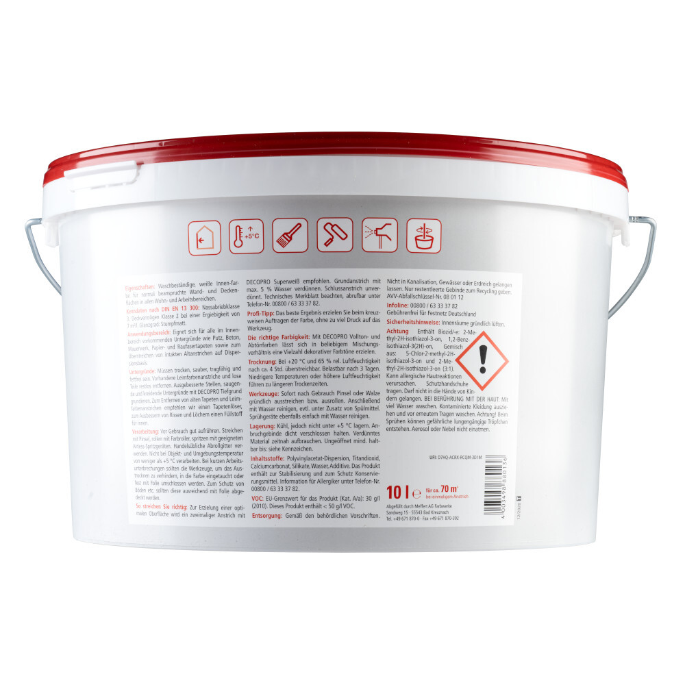 DECOPRO Superwei&szlig; 10 Liter matt hochdeckend image number 1