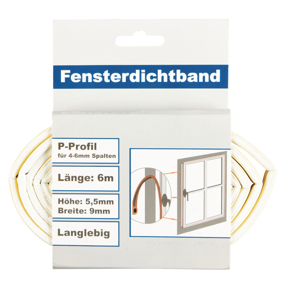 Fensterdichtung mit P-Profil in wei&szlig; auf 6 m Rolle image number 2