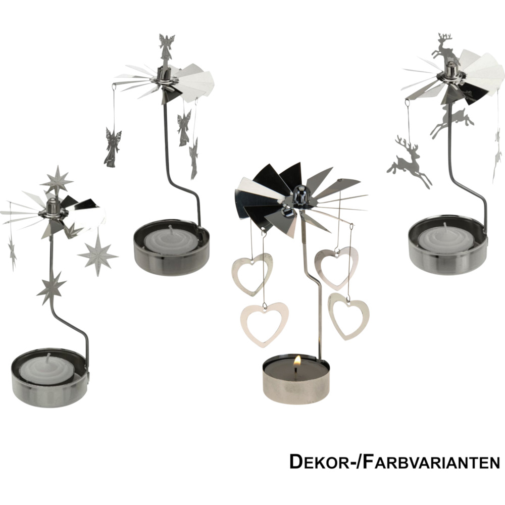Teelicht-Karussell 13 x 8 cm aus Metall in vier verschiedenen Motiven