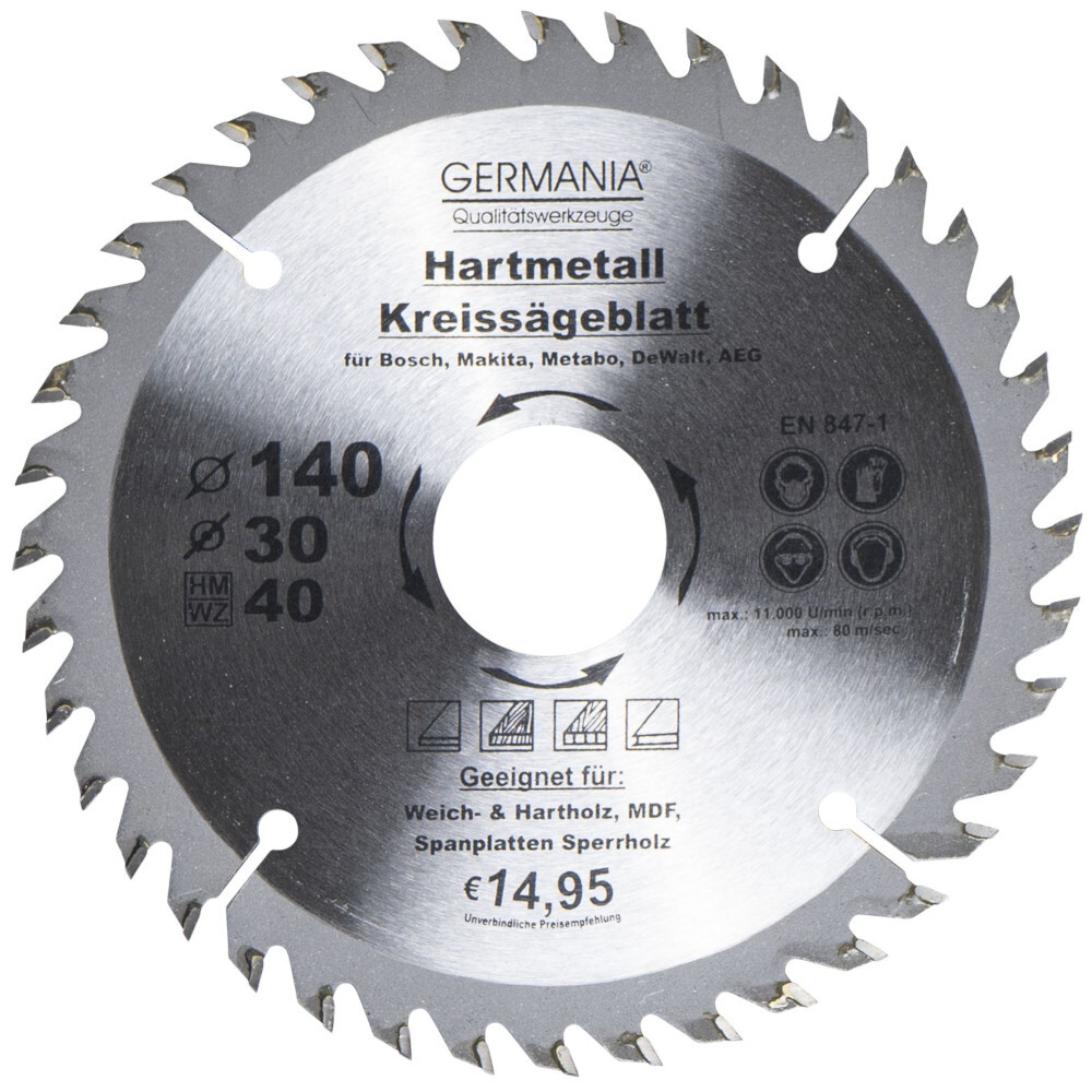 GERMANIA&reg; HM Kreiss&auml;geblatt &Oslash; 140mm, 40 Z&auml;hne f&uuml;r Holz