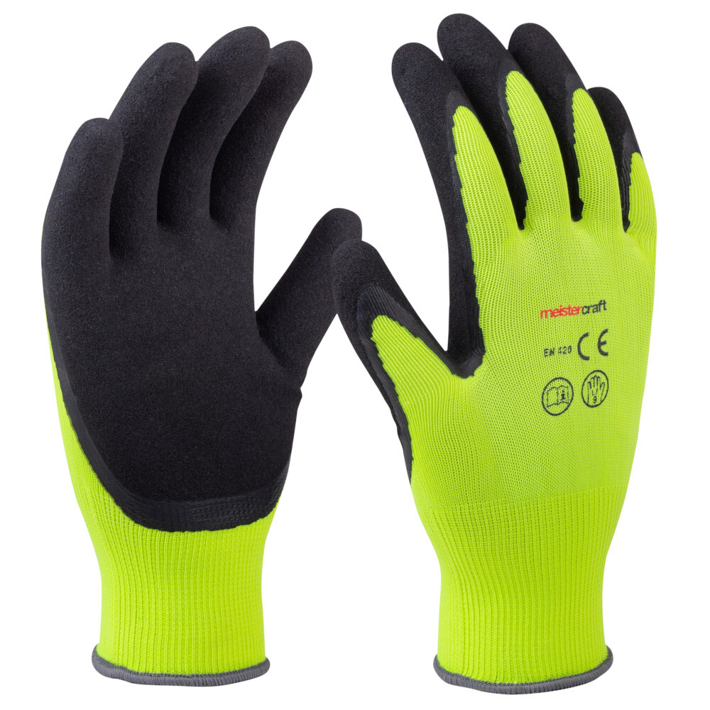 Gartenhandschuhe Gr&ouml;&szlig;e 9 gelb aus Polyester mit Latex-Beschichtung