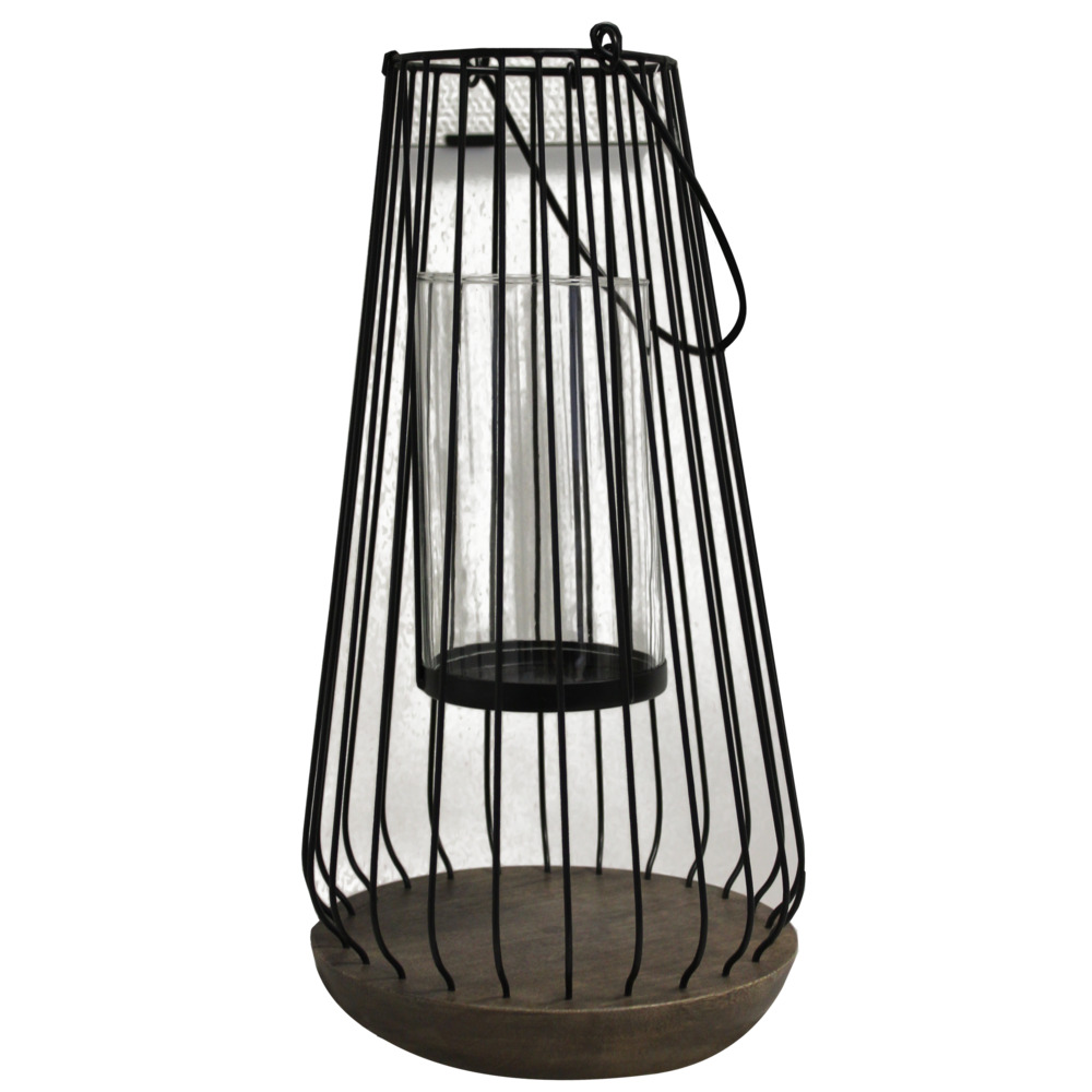 Laterne mit Glaseinsatz und Teelichthalter 40 cm