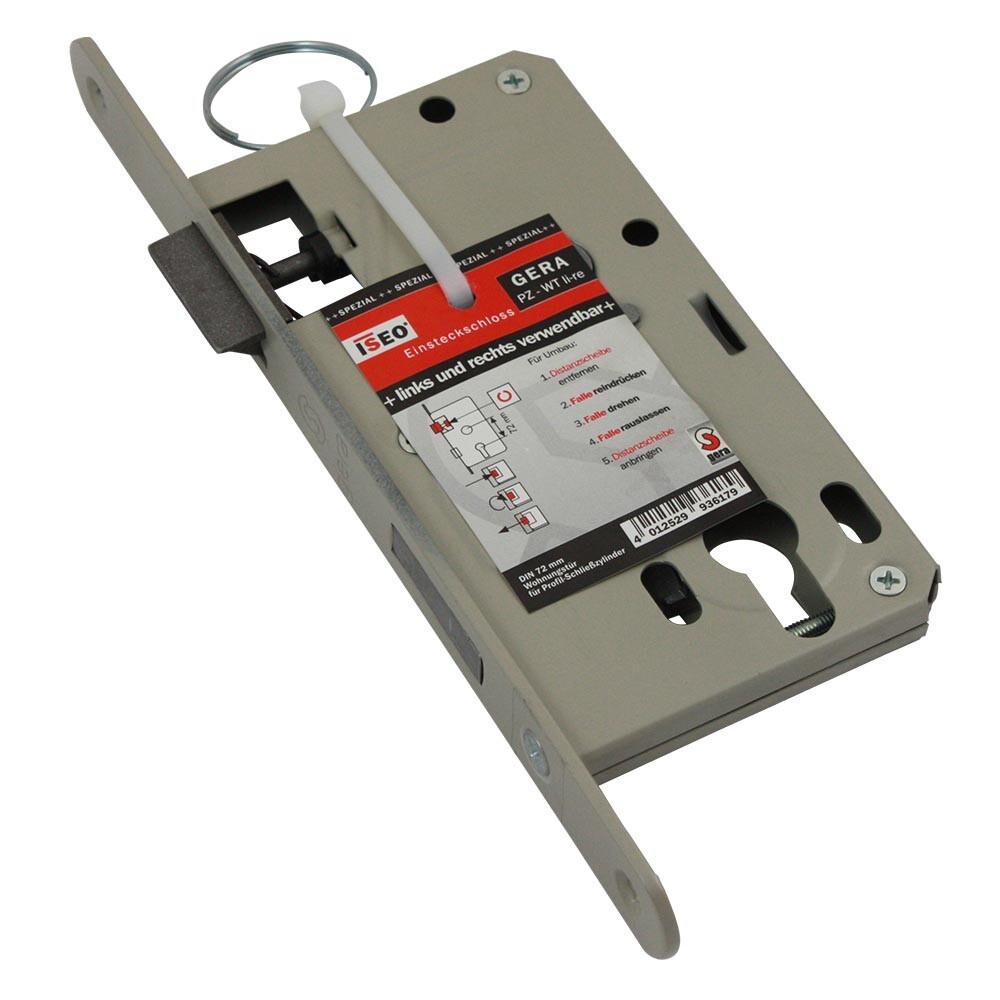 ISEO Wohnungst&uuml;r Einsteckschloss f&uuml;r Profil-Schlie&szlig;zylinder links u. rechts 72mm