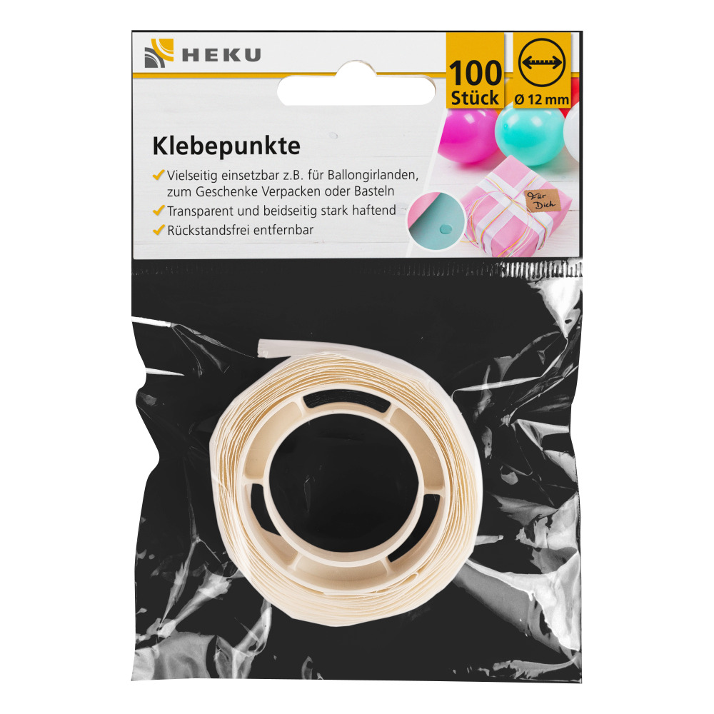 100 beidseitige Klebepunkte &Oslash;12mm transparent