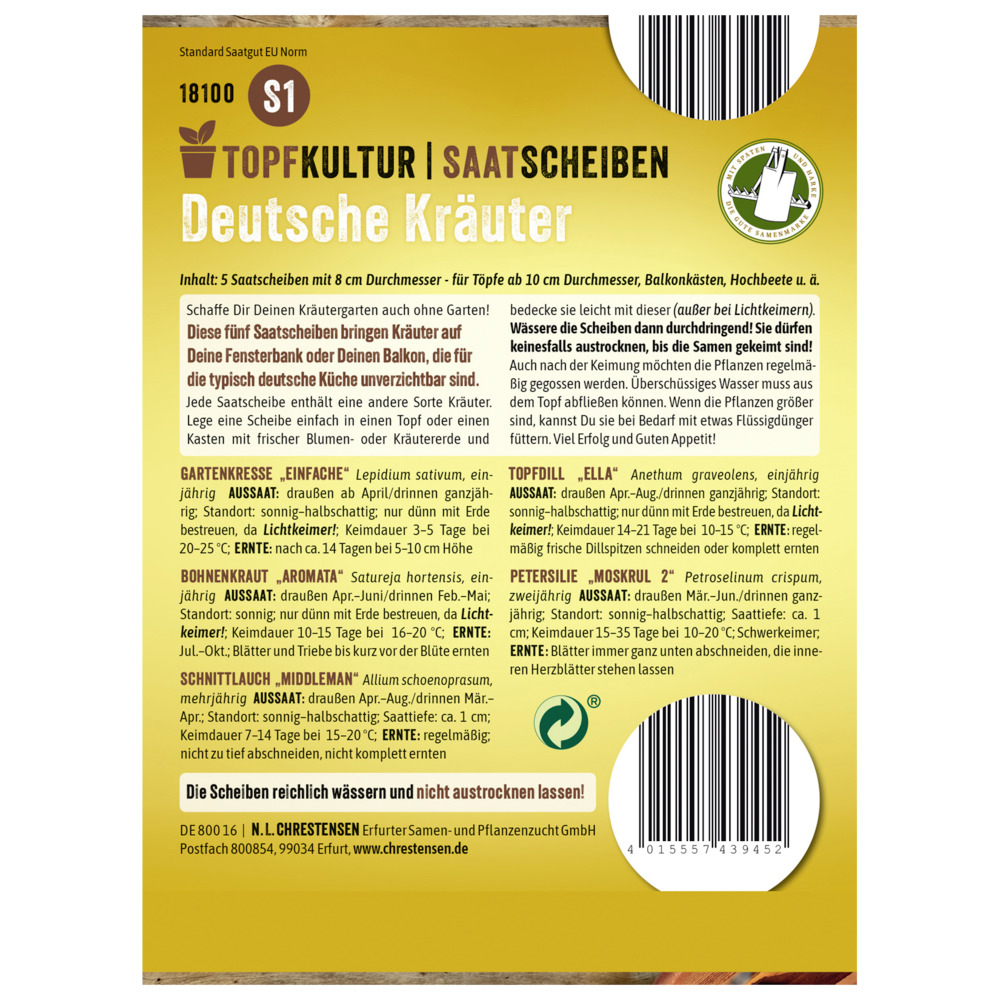 Saatscheiben Deutsche-Kr&auml;uter-Mix 5 Scheiben image number 1