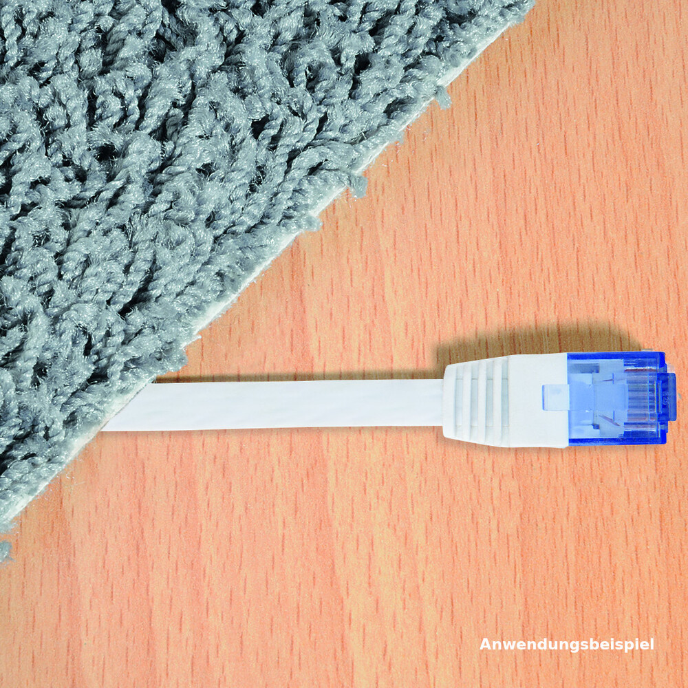 Netzwerkkabel 10 m CAT 6, UTP Flachkabel wei&szlig; mit 2 x RJ45 Steckern image number 4