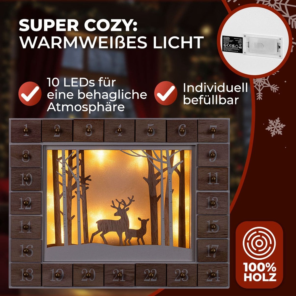 LED-Adventskalender "Winterwald" aus MDF image number 4