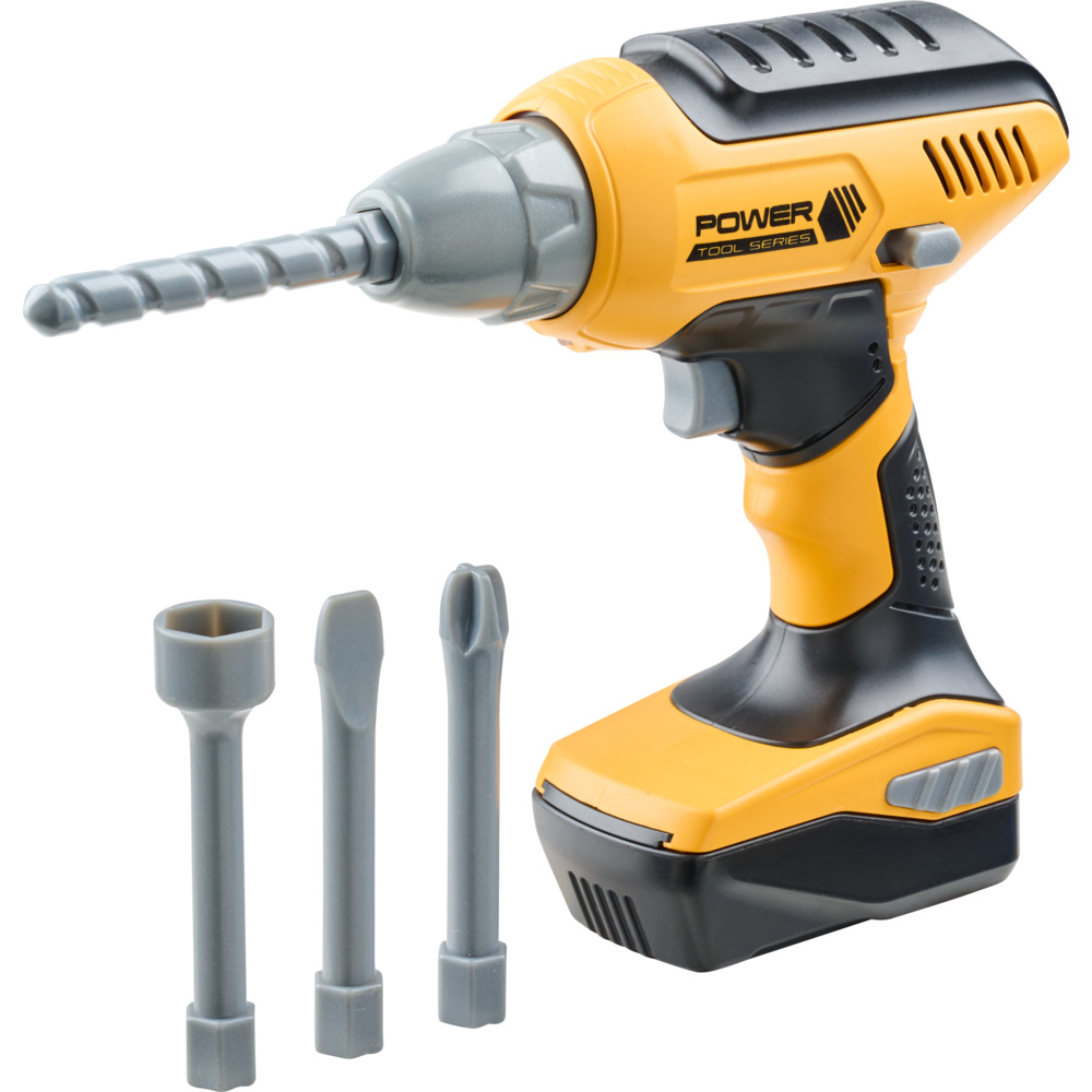 Spielzeug-Akkuschrauber mit 4 Aufs&auml;tzen