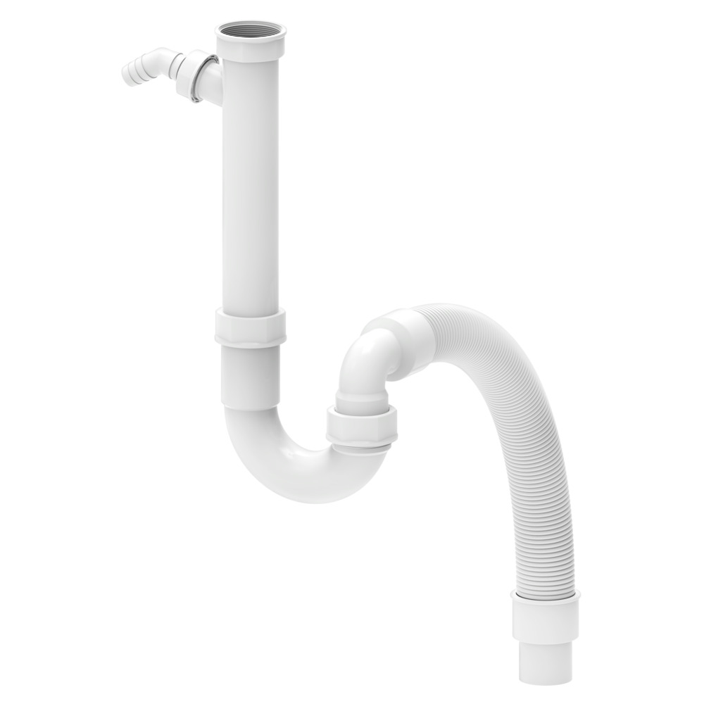 R&ouml;hren-Siphon 1&frac12;" flexibel mit 50 mm &Oslash; und 1x Ger&auml;teanschluss &frac34;"