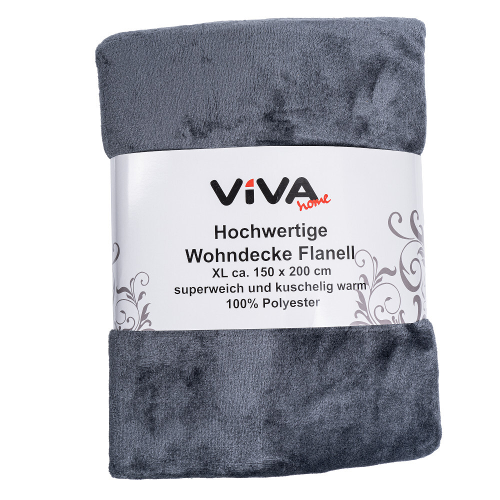 Kuscheldecke Flanell 150 x 200 cm aus Polyester in Anthrazit