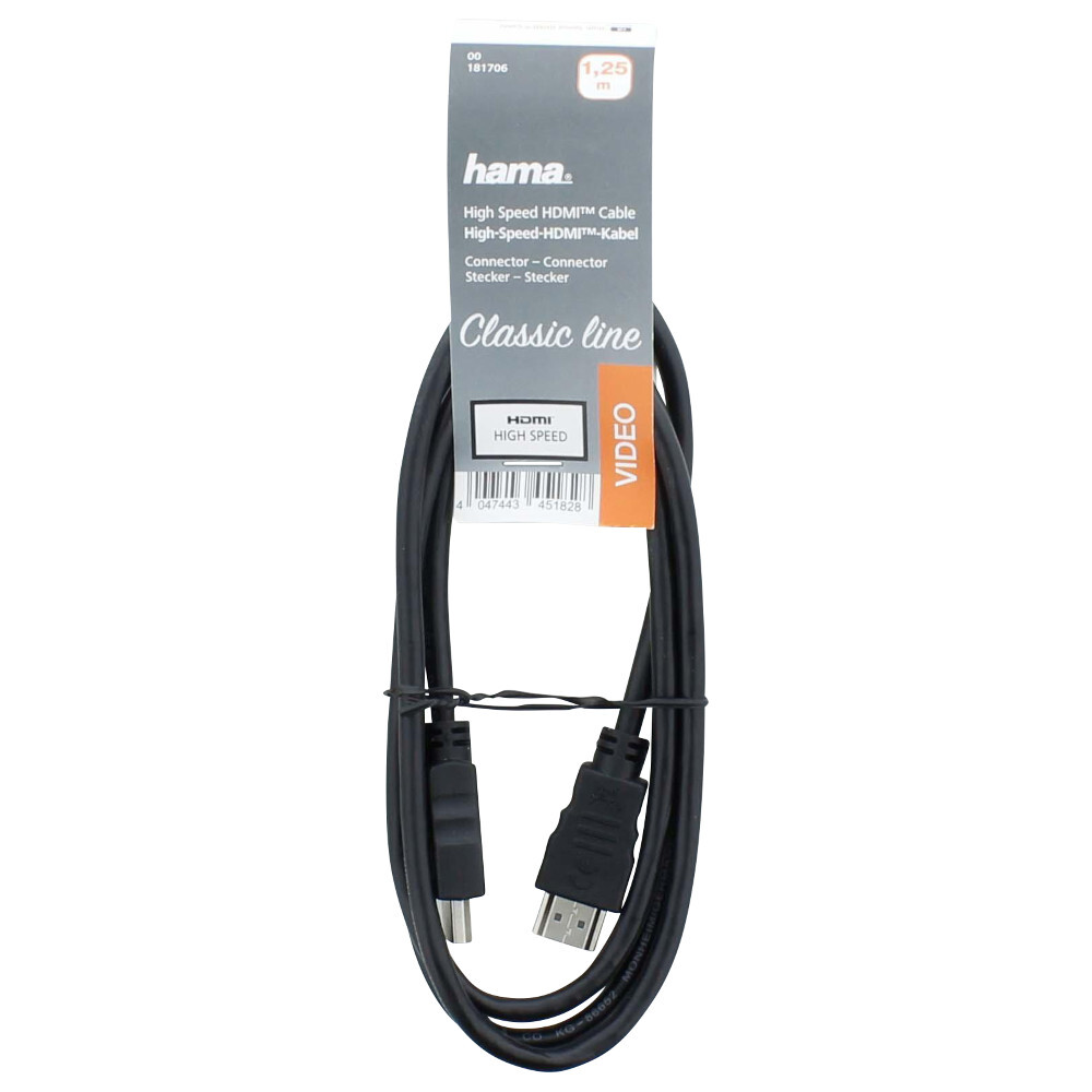 hama&reg; High Speed HDMI&trade;-Kabel, 1,25 m, mit Ethernet, grau image number 1