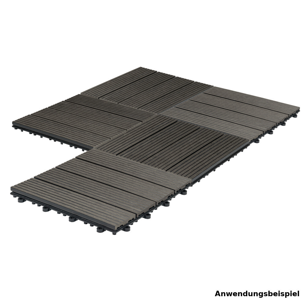 WPC-Fliese 30 x 30 cm in Dunkelgrau mit Steck-System image number 1