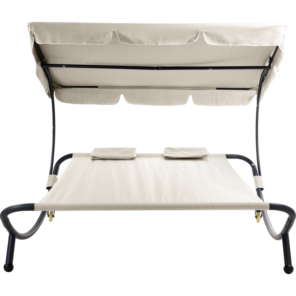 Doppel-Sonnenliege mit Dach beige image number 2