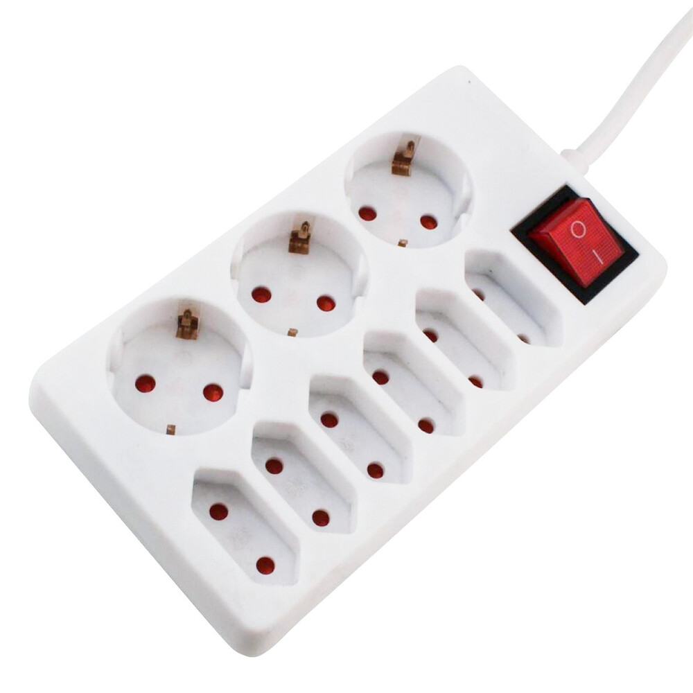 Steckdosenleiste 1,4 m 9-fach in wei&szlig;