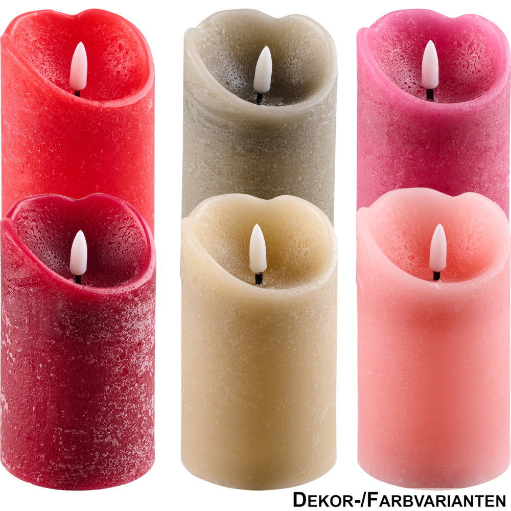 LED-Kerze Echtwachs flackernd 12,5 cm, Farbauswahl