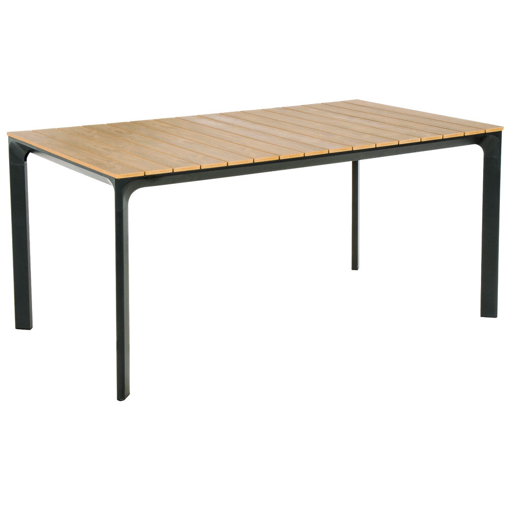 Gartentisch &bdquo;Arezzo&ldquo; Nonwood 160 x 90 x 74 cm in Teakoptik mit Aluminiumgestell