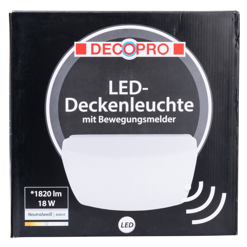 DECOPRO LED-Wand- und Deckenleuchte neutralwei&szlig; mit Bewegungsmelder image number 1