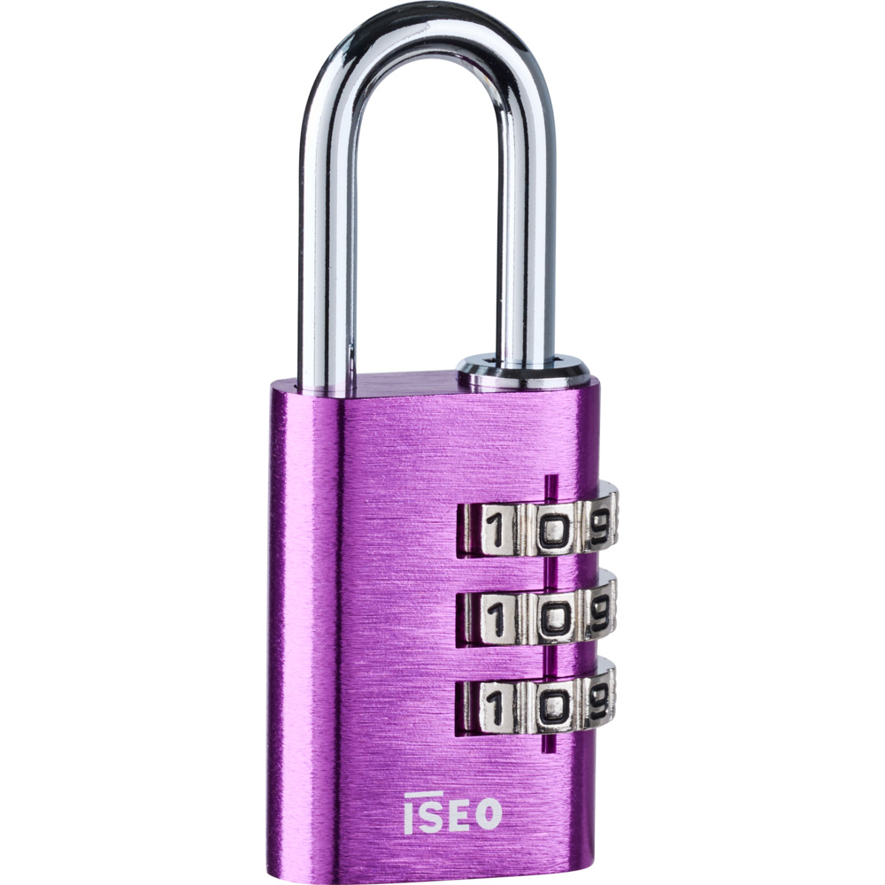 Vorh&auml;ngeschloss mit Zahlenkombination in Violett