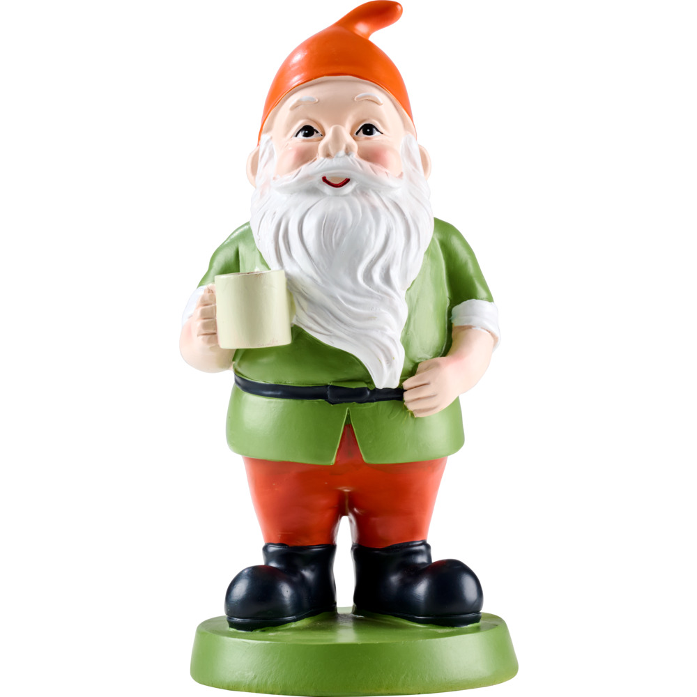 Dekofigur Gartenzwerg mit Tasse 18 cm