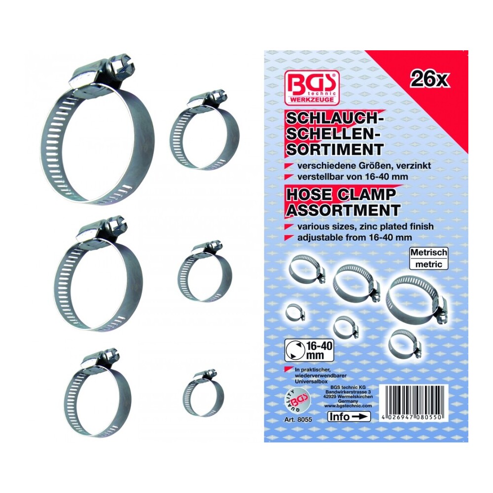 Schlauchklemmen-Sortiment 26-teilig