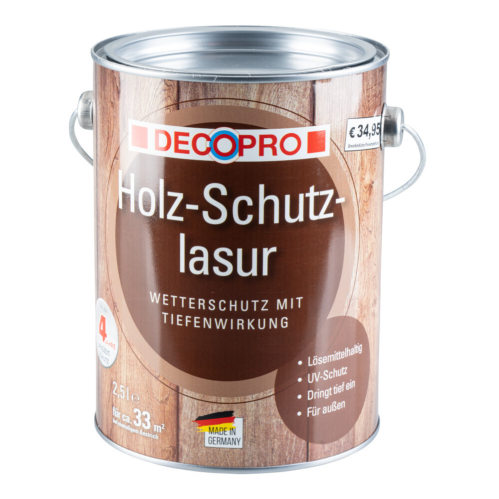 DECOPRO Holz-Schutzlasur ebenholz seidengl&auml;nzend 2,5 Liter