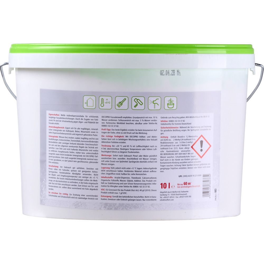 DECOPRO Fassadenwei&szlig; 10 Liter matt wei&szlig; image number 1