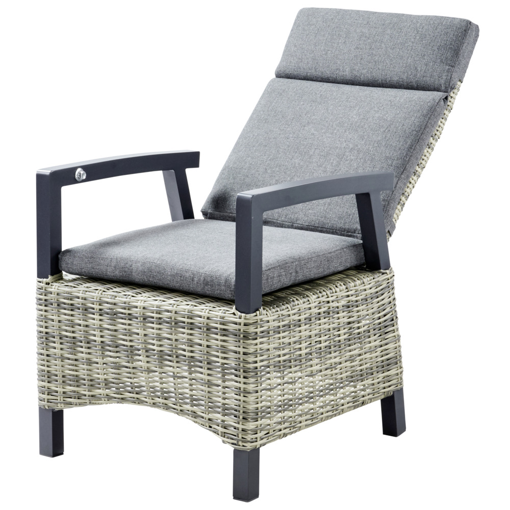 Gartensessel Polyrattan/Alu verstellbar gepolstert grau-meliert image number 2