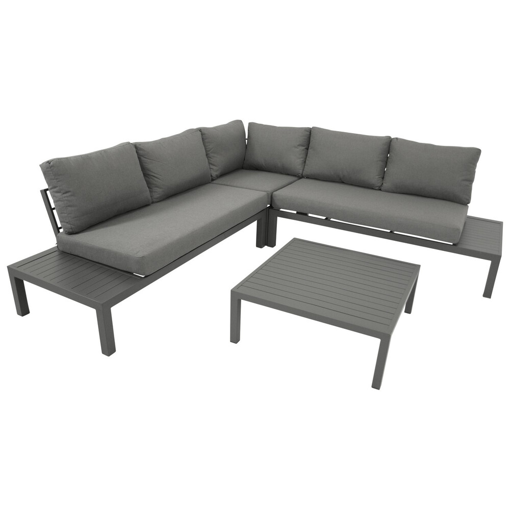Eck-Lounge Set mit Tisch Aluminium grau