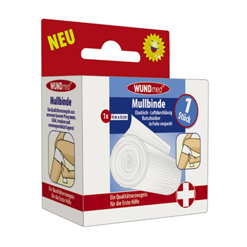 Mullbinde 4 m x 6 cm elastisch und rutschsicher