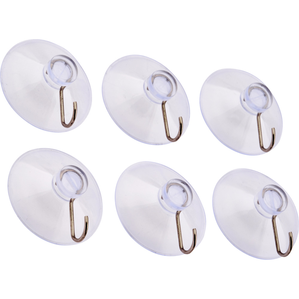 Saugnapf-Set 6-teilig transparent mit Haken