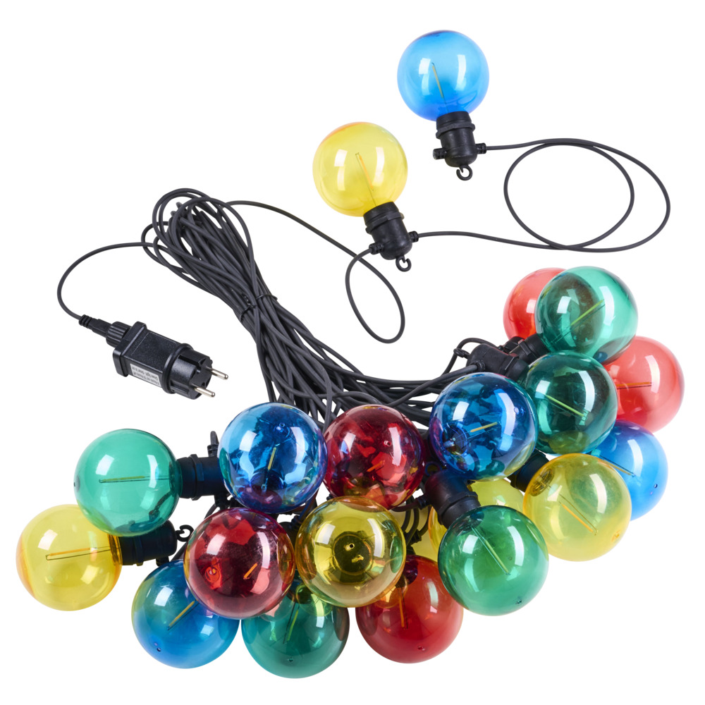 LED-Lichterkette 20 m multicolor mit 20 Birnen