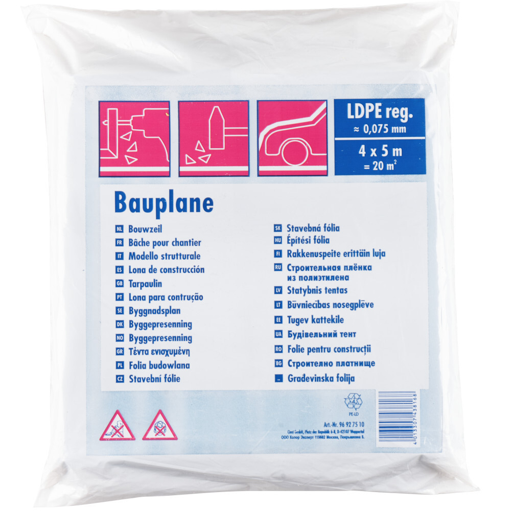 Abdeckplane 4 x 5 m schwarz, Bauplane