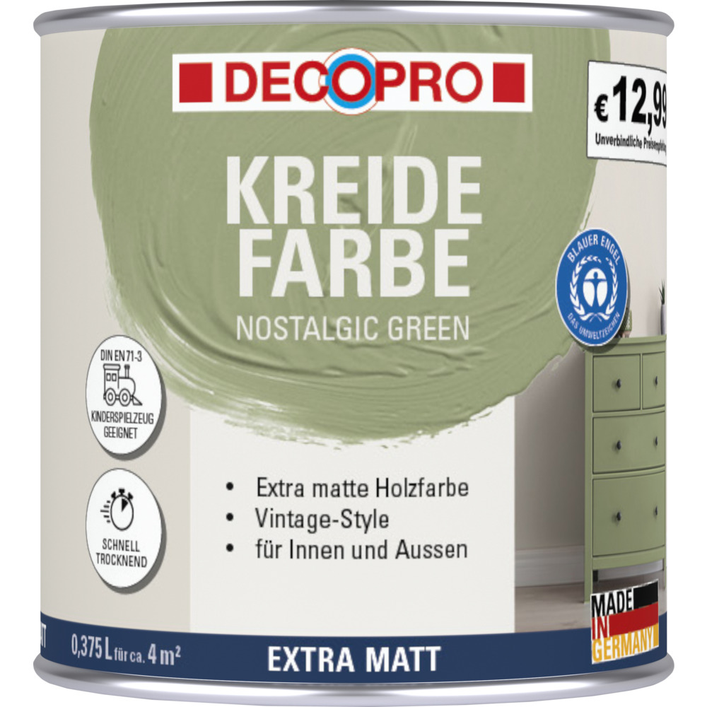 DECOPRO Kreidefarbe 375 ml nostalgic green, matt