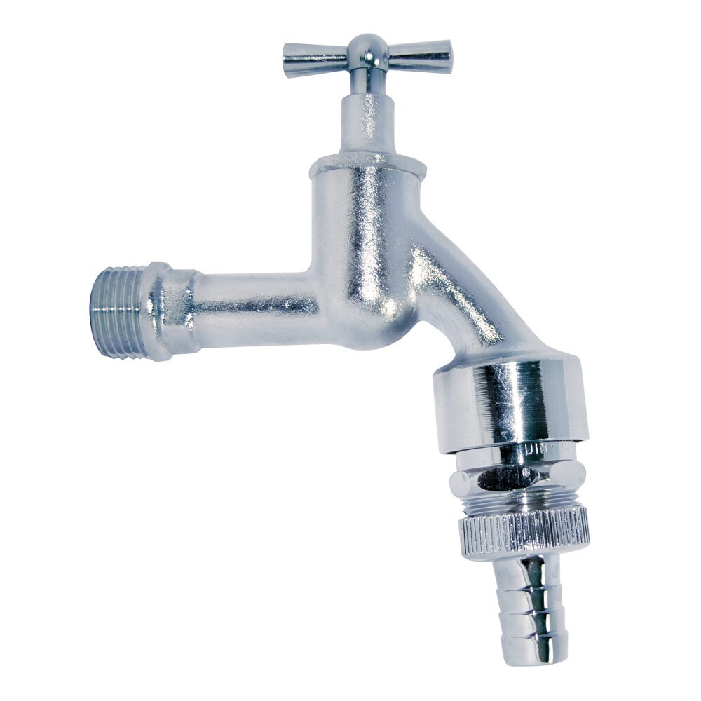 Auslaufventil 1/2" matt verchromt Rohrbel&uuml;fter R&uuml;ckflussverhinderer Wasserhahn